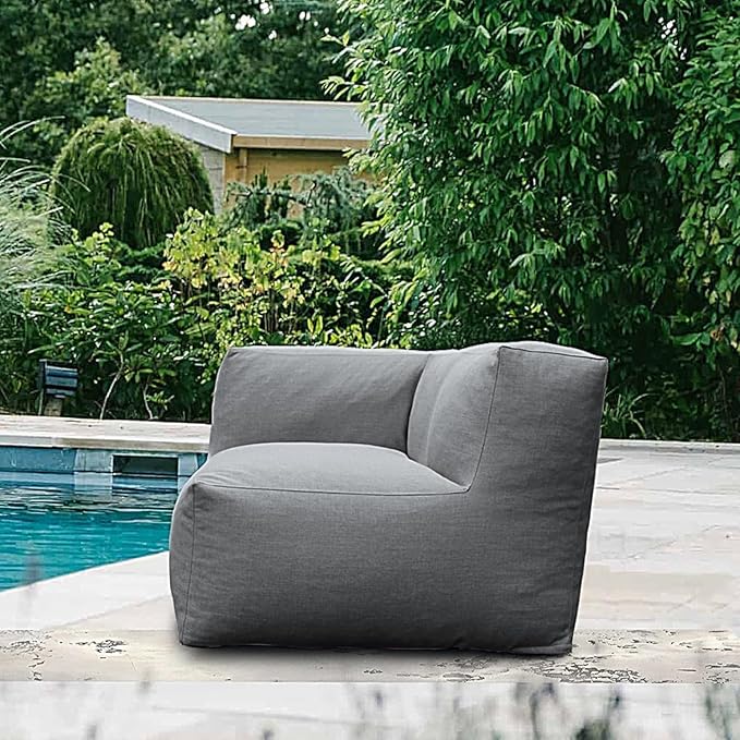 Dineli Modern Arm-Rest Chair Coner Chair Outdoor Furniture Comfy Patio Couch Sofa Outdoor Bean Bag Chair Creating a Unique Patio Garden Modular Contemporary Sofa Lazy Sofa for Outside - Dark Gray | Dark Gray, Comfy Patio Couch, Modular, Contemporary, L...