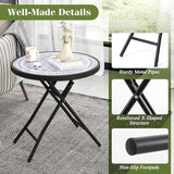 Giantex Folding Outdoor Side Table with Tempered Glass Tabletop & Metal Frame, Portable 18” Round End Table for Patio - Photo 8