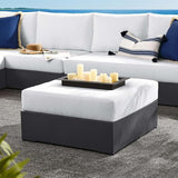 Modway Tahoe Aluminum Ottoman in Gray White with Weather-Resistant Cushion-Ideal as Outdoor Footstool - Photo 2