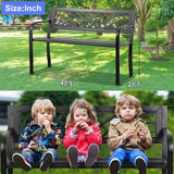 400 lbs Garden Bench, Outdoor Bench with Cast Iron Frame Metal Bench with Black Checkered Design Park Bench Furniture - Photo 2