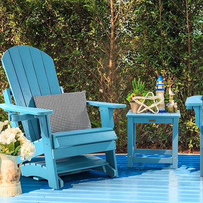 Adirondack Ottoman Set of 4, Plastic Folding Adirondack Footstool, All Weather Ottoman for Adirondack Chairs, Widely Used for Outdoor, Porch, Patio, Garden, Poolside, Fire Pits - Lake Blue