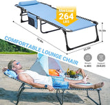 #WEJOY Folding Outdoor Chaise Lounge Chair, Adjustable Lightweight Portable Beach Lounge Chair for Patio, Pool, Lawn - Photo 3