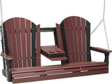 LuxCraft 5' Adirondack Hanging Porch Swing with Flip Down Console, Outdoor Patio Swing, Front Porch Swing - Photo 1