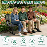 Heavy Duty Park Bench for Outside, Metal Park Bench with Back Portable Frame - Photo 3