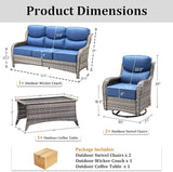 Luxury High Back Patio Furniture Set with 6-Inch Thick Cushions, 4-Pieces Outdoor Furniture with Swivel Chairs - Photo 9