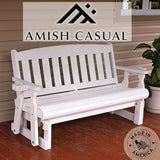 Amish Heavy Duty 800 Lb Mission Pressure Treated Porch Glider with Cupholders (5 Foot, Semi-Solid White Stain) - Photo 3