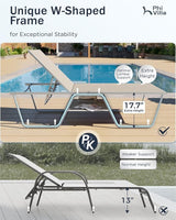 PHI VILLA 78" Oversized Outdoor Chaise Lounge Chair Set of 2, 27" Extra Wide Foldable, 5-Position Adjustable - Photo 3