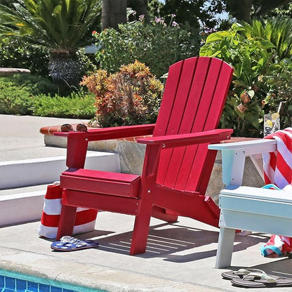 Shine Company Seaside Outdoor Weatherproof Folding Adirondack Chair, Chili Pepper