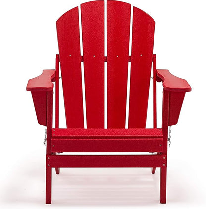 WO WESTIN OUTDOOR HDPE Laguna Outdoor Folding Poly Adirondack Chair, Red
