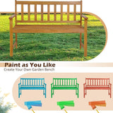 Tangkula Outdoor Acacia Wood Bench, 2-Person Garden Bench with Backrest and Armrests - Photo 8