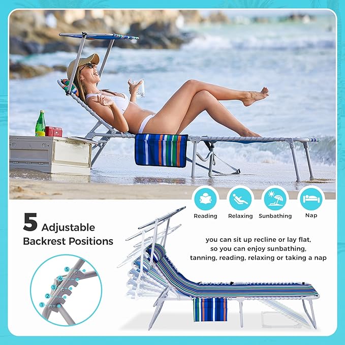 #WEJOY Folding Lounge Chair with Canopy Shade - Photo 5