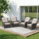 4 Piece Outdoor Wicker Patio Furniture Set, Patio Chairs Set of 4 with Thickened Olefin Cushions - Photo 1