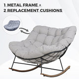 Grand patio Outdoor Rocking Chair with 2 Cushions, E-Coated Papasan Rocking Chair with Cushion - Photo 3