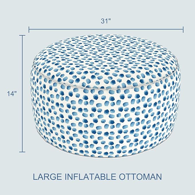 LVTXIII Indoor/Outdoor Extra Large Inflatable Ottoman Pouf D31 x H14 Inch, Round Footstool with Handle - Photo 3