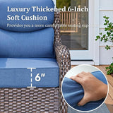 3 Pieces Patio Sofa Set with 6" Thick Cushions, High Back Wicker Sectional Outdoor Sofa with Ottomans - Photo 5