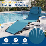 Giantex 2-Pack Tanning Chair, 350lbs Adjustable Patio Lounge Chair w/Face Hole, Removable Pillows, Carry Strap, Folding - Photo 8