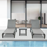 Domi Patio Chaise Lounge Chair Set of 3, Outdoor Aluminum Polypropylene Sunbathing Chair with 5 Adjustable Position - Photo 8