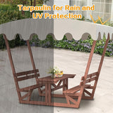 Wooden Picnic Table,Outdoor Wooden Dining Rectangle Table w/Umbrella Hole,for Patio,Garden,Backyard - Photo 5