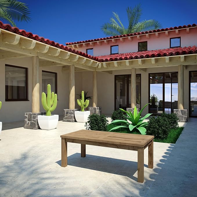 Modway Marina Premium Grade A Teak Wood Outdoor Patio Rectangle Coffee Table in Natural