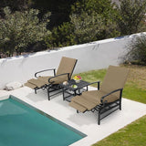 Oakcloud Adjustable Outdoor Lounge Chair Metal Patio Relaxing Recliner Chair with Removable Cushions(Brown) - Photo 7