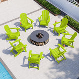 Folding Adirondack Chairs with Cup Holders, Set of 4 HDPE Plastic Outdoor Chairs, Weather Resistant, Real Wood Look - Photo 7