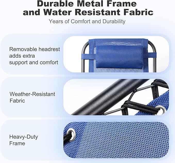 Nazhura Set of 2 Relaxing Recliners Patio Chairs Adjustable Steel Mesh Zero Gravity Lounge Chair Beach Chairs with - Photo 6