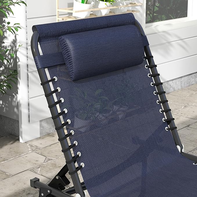 Outsunny Folding Chaise Lounge Chair, Patio Sun Tanning Chair, Outdoor Chaise Lounger with 4-Position Reclining Back - Photo 8