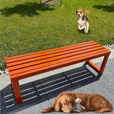 Garden Benches with Metal Legs, Outdoor Bench for Garden, Smooth and Comfortable, can Accommodate 2-3 People(Orange - Photo 1