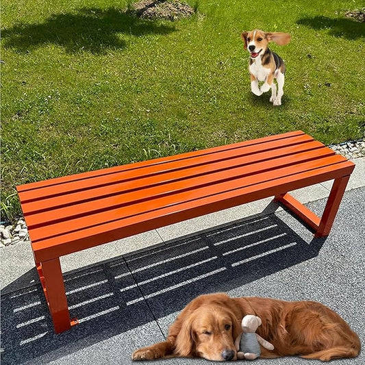 Garden Benches with Metal Legs, Outdoor Bench for Garden, Smooth and Comfortable, can Accommodate 2-3 People(Orange,80cm)