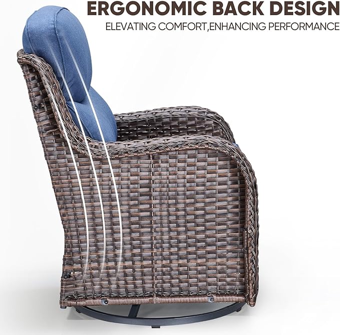 Swivel Patio Chairs sofa Set of 6 - 6" Thick Cushion - Wicker Outdoor Swivel Rocker Patio Chair, Sofa/Glass coffee table - Photo 6