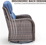 Swivel Patio Chairs sofa Set of 6 - 6" Thick Cushion - Wicker Outdoor Swivel Rocker Patio Chair, Sofa/Glass coffee table - Photo 6