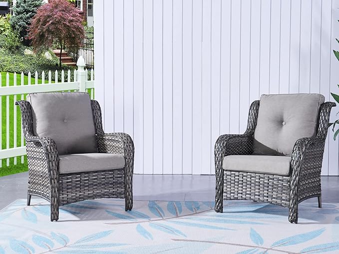 HUMMUH Outdoor Furniture 4 Pieces Patio Furniture Set Wicker Outdoor Sectional Sofa with 2 Patio Chairs - Photo 5