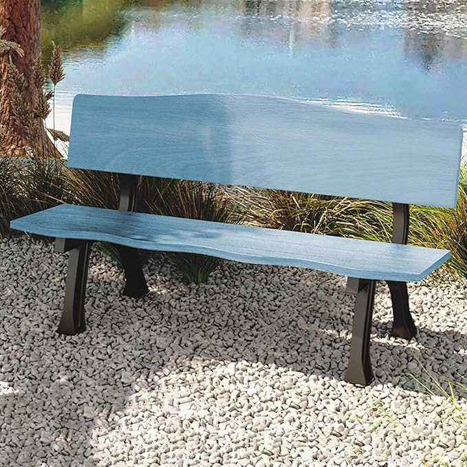 Outdoor Garden Bench, Metal Bench, Patio Wood Bench Park with Backrest, Bench Chair, for Patio Lawn Balcony Yard Porch(Blue,47.2x20.4x29.1in)
