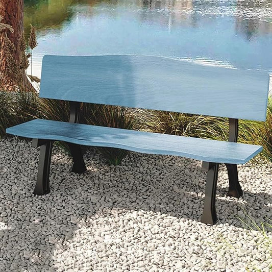 Outdoor Garden Bench, Metal Bench, Patio Wood Bench Park with Backrest, Bench Chair, for Patio Lawn Balcony Yard Porch(Blue,47.2x20.4x29.1in)