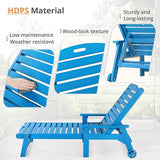 LUE BONA Lounge Chair Outdoor Set of 2, HDPS Chaise Lounge Outdoor with Wheels - Photo 5