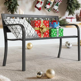 VINGLI Outdoor Metal Bench w/PVC Back - All Weather Resistant Black Garden Patio Bench for Entryway Front Porch - Photo 9