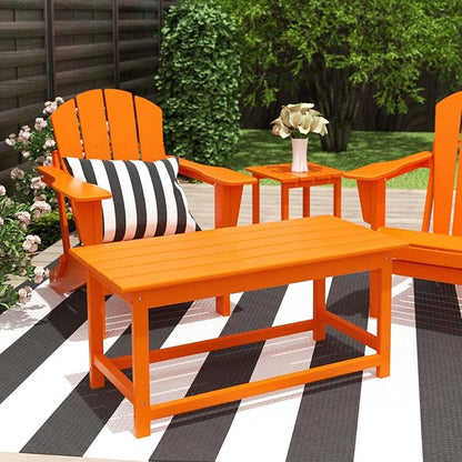 Costaelm Adirondack Conversation Table, HDPE Outdoor Drink Weather Resistant, Outdoor Patio Porch Accent Balcony Table for Pool, Seaside, Backyard, Orange