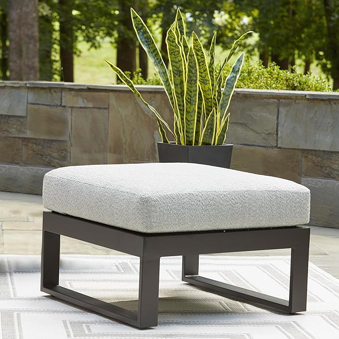 Signature Design by Ashley Beachloft Casual Nuvella Weather Resistant Fabric Square Outdoor Ottoman with Cushion - Photo 2