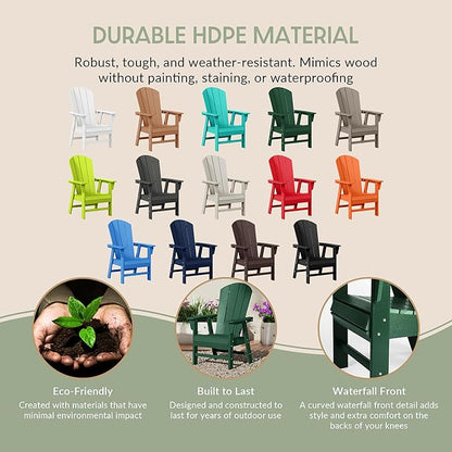 WestinTrends Malibu Outdoor Patio HDPE Plastic Adirondack Dining Chair Dark Green