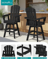 SERWALL Swivel Adirondack Bar Chair, HDPE Swivel Balcony Adirondack Chair, Outdoor Bar Height Barstoolsfor Bistro - Photo 4