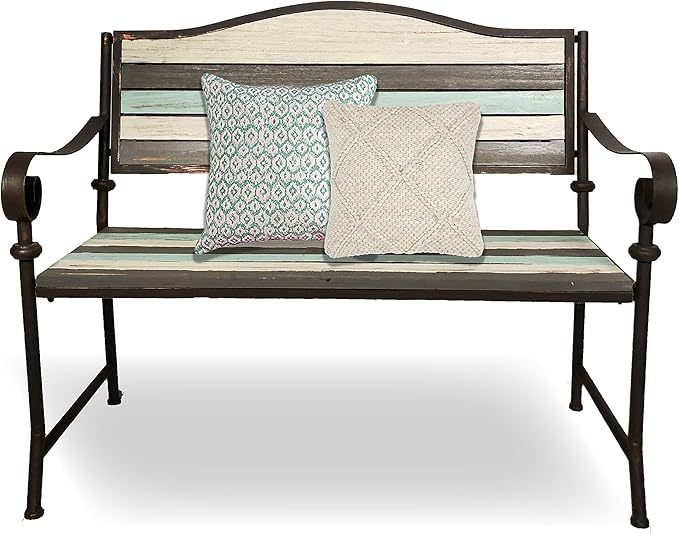 45 Inch Patio Bench, Garden Bench, Porch Bench, Cast Iron Love Seat