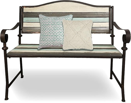 45 Inch Patio Bench, Garden Bench, Porch Bench, Cast Iron Love Seat