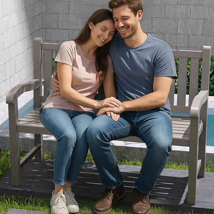 Garden Bench – Resin Classic Outdoor Bench, All-Weather Front Porch Bench for Patio, Yard & Garden