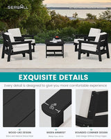 SERWALL Outdoor Patio Furniture Set, 5 Piece HDPE Patio Conversation Sets - Photo 4