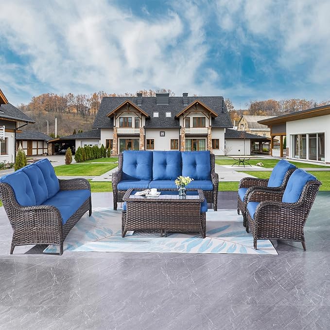 Rilyson Wicker Patio Furniture Sofa Set - 7 Piece Rattan Outdoor Patio Sectional Conversation Sets with 2 Sofa - Photo 7