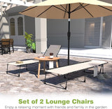 2 Pack Outdoor Foldable Chaise Lounge Chair with Detachable Pillow & Pocket - Photo 6