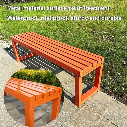 Weatherproof 40in Metal Outdoor Bench, Backless Cast Iron Patio Furniture for Garden, Park, Lawn & Front Porch - Elegant White Garden Seating Solution