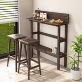 Tangkula Outdoor Bar Table, 48 Inch Patio Pub Height Table with Storage Shelf & Adjustable Foot Pads - Photo 2