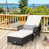 Tangkula Wicker Chaise Lounge Outdoor Set of 2, Patio Rattan Reclining Chaise with 6-Gear Adjustable Backrest - Photo 5