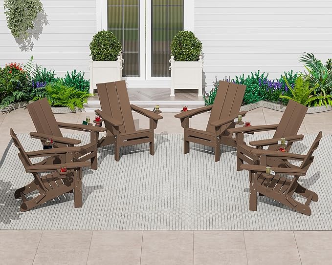 SERWALL Modern Adirondack Chair, Folding Adirondack Chair with Cup Holders - Photo 10
